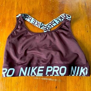Nike pro maroon sports bra M